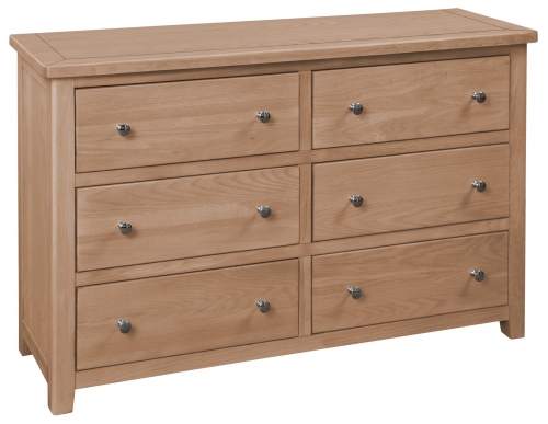 Hereford Oak 6 Drawer Wide Chest