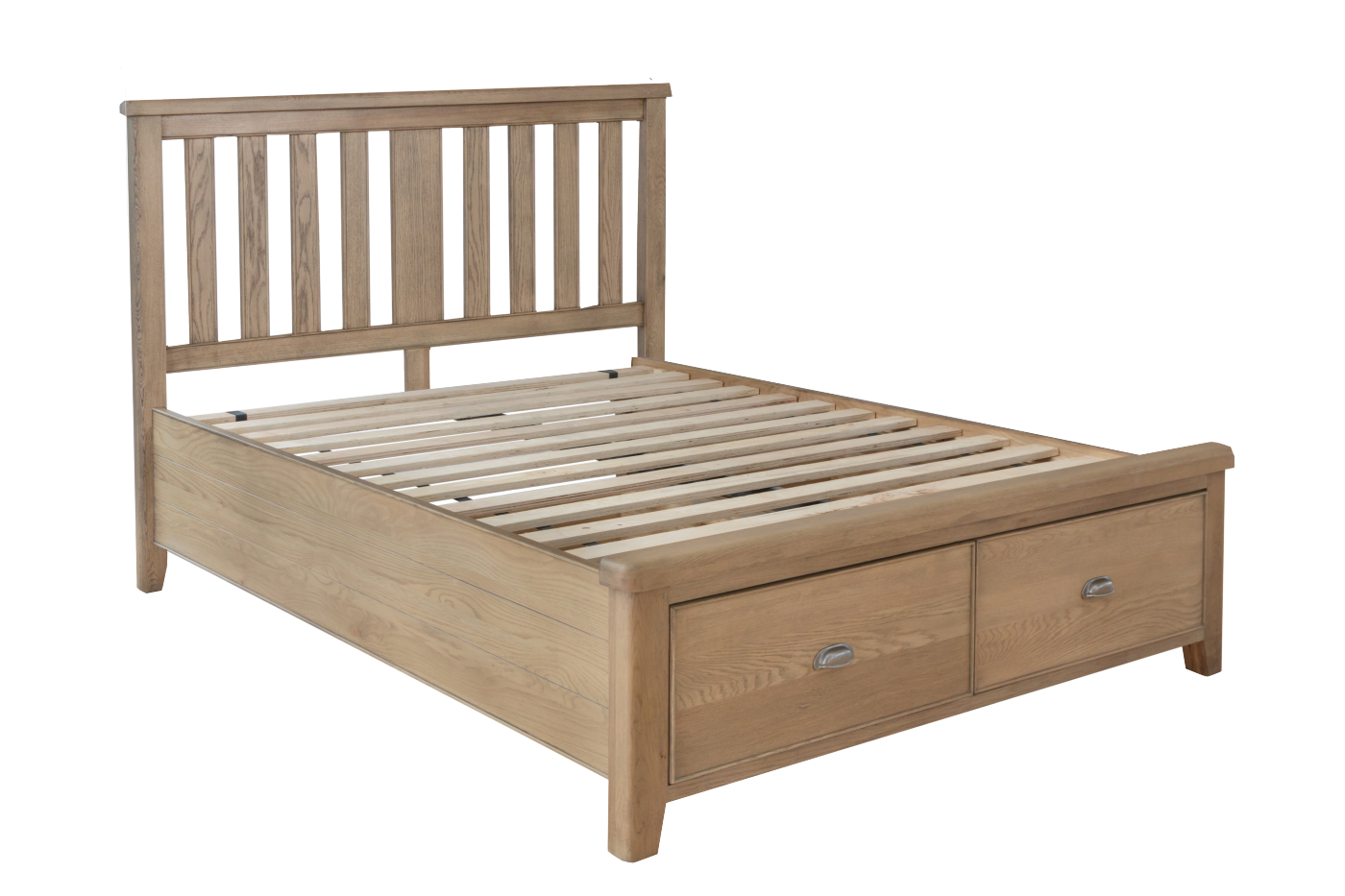 Milby Oak 4'6 Double Bed With Drawers , Furniture Traders of Thirsk