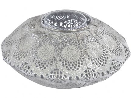 Moura Antique Silver Round Filigree Tealight Holder