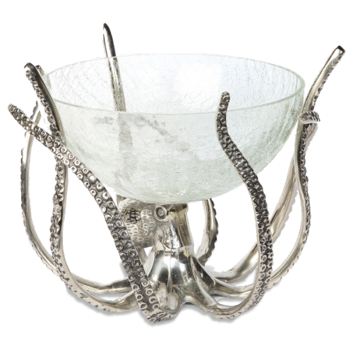 Octopus Stand and Crackle Glass Bowl