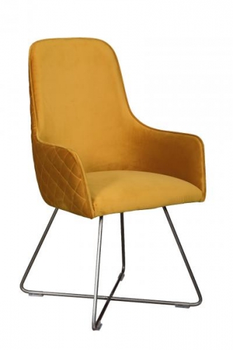 Soho Upholstered Chair With Pewter Legs- Plush Mustard