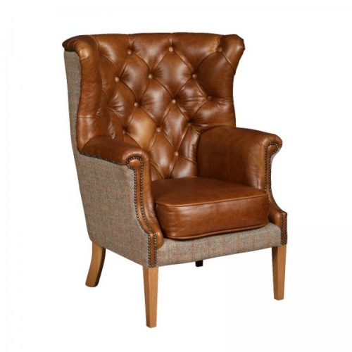 Heritage Roosevelt Wing Chair - Full Leather 