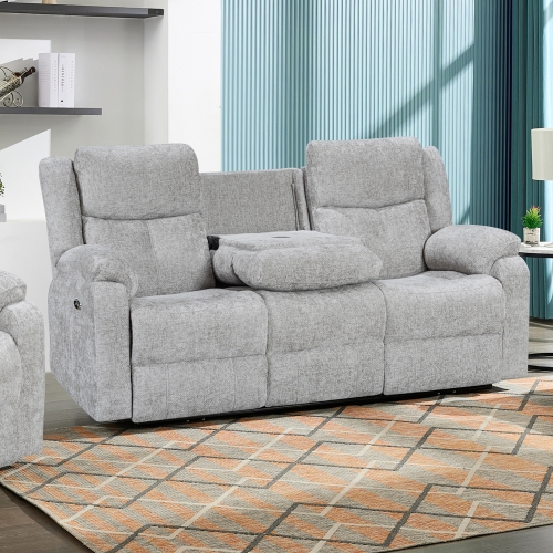 Brandsby Fabric 3 Seat Recliner - Silver