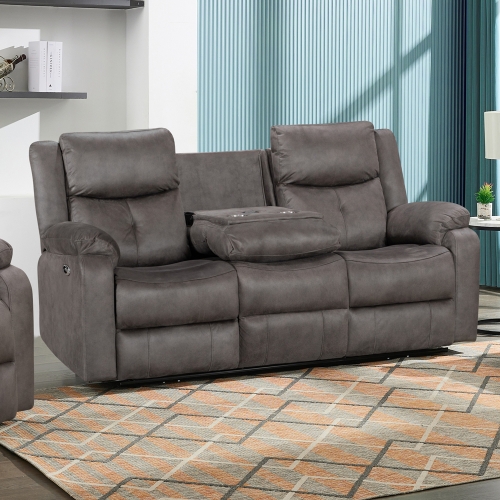 Brandsby Fabric 3 Seat Recliner - Steel