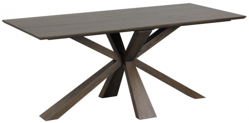 Hamden Industrial Slim 180 Dining Table with Wooden Base