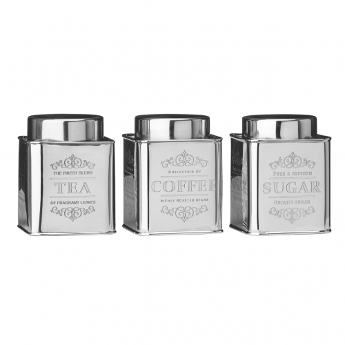 Chai Silver Tea, Coffee & Sugar Tins