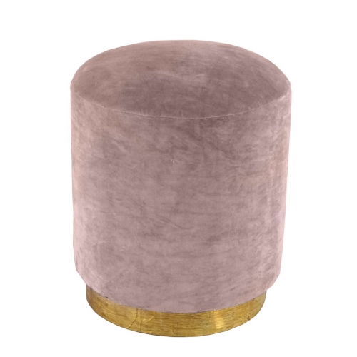 Small Velvet Stool with Brass Base - Dusty Pink