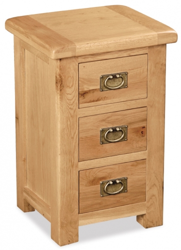 Country Rustic Waxed Oak 3 Drawer Bedside