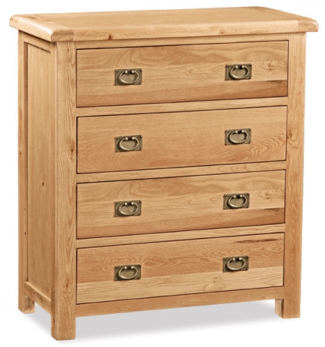 Country Rustic Waxed Oak 4 Drawer Chest