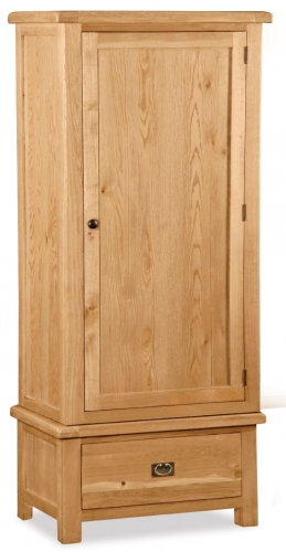 Country Rustic Waxed Oak Single Wardrobe