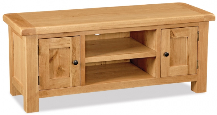 Country Rustic Waxed Oak Medium Tv Unit