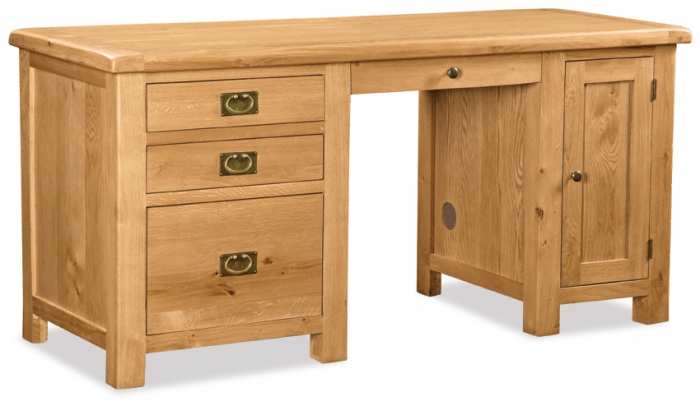 Country Rustic Waxed Oak Double Desk